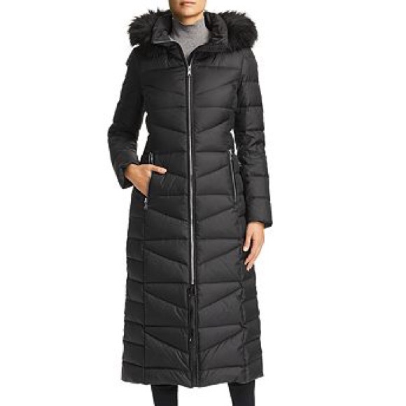 calvin klein long black puffer coat